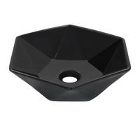 vidaXL Lavabo Lave-Mains Vasque à Poser Monter Salle de Bain Intérieur Salle d'Eau Cabine de Toilette Maison 41x36,5x12 cm Céramique Noir