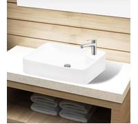 vidaXL Lavabo céramique à trou pour robinet Blanc pour salle de bain Lavobo