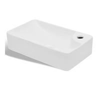 vidaXL Lavabo céramique à trou pour robinet Blanc pour salle de bain Lavobo