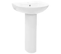 vidaXL Lavabo Autoportant avec Socle en Céramique Blanc Vasque Salle de Bain
