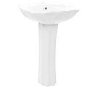 vidaXL Lavabo Autoportant Socle Céramique Blanc Salle de Bain Toilette Vasque
