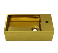 vidaXL Lavabo avec trop-plein 49 x 25 x 15 cm Céramique Doré