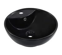 vidaXL Lavabo lave-mains vasque à poser avec trop-plein 46,5 x 18 cm céramique noir