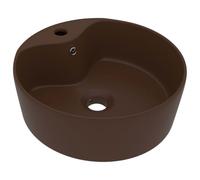 vidaXL Lavabo avec Trop-plein Vasque à Poser de Toilette Lave-mains de Salle de Bain Salle Cosmétique Maison Marron Foncé Mat 36x13 cm Céramique