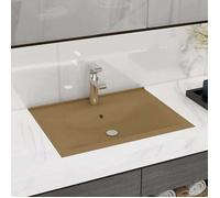 vidaXL Lavabo avec trou de robinet Crème mat 60x46 cm Céramique 147029