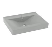 vidaXL Lavabo avec Trou de Robinet Vasque à Poser de Toilette Lave-mains de Salle de Bain Cuisine Maison Intérieur Gris Clair Mat 60x46 cm Céramique