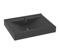 vidaXL Lavabo vasque à poser avec trou de robinet Céramique 60x46 cm Gris foncé mat