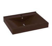 Vidaxl Lavabo Avec Trou De Robinet Marron Foncé Mat 60x46 Cm Céramique