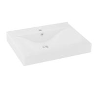 vidaXL Lavabo avec Trou de Robinet Vasque à Poser de Toilette Lave-Mains de Salle de Bain Cuisine Maison Intérieur Blanc Mat 60x46 cm Céramique