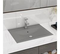 Lavabo avec Trou de Robinet Vasque à Poser de Toilette Lave-mains de Salle de Bain Cuisine Maison Intérieur Gris 147026
