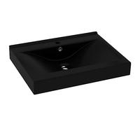 vidaXL Vasque à poser avec trou de robinet Céramique Noir mat 60x46 cm