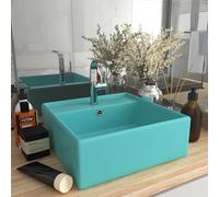 vidaXL Lavabo carré à trop-plein Vert clair mat 41x41 cm Céramique