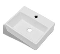 vidaXL Lavabo carré à trou pour robinet Céramique Blanc