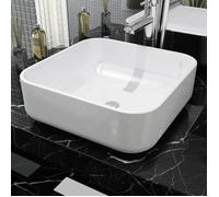 vidaXL Lavabo Carré Céramique Blanc 39x39x13,5 cm Vasque à Poser Salle de Bain 142338