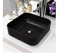 vidaXL Lavabo carré Céramique Noir 38 x 38 x 13,5 cm
