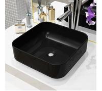 vidaXL Lavabo carré Céramique Noir 38 x 38 x 13,5 cm