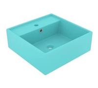 Lavabo Carré de Luxe à Trop-plein Vasque à Poser de Toilette Lave-mains de Salle de Bain Salle Cosmétique Vert Clair 146947