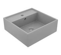 Lavabo carré à trop-plein Gris clair mat 41x41 cm Céramique