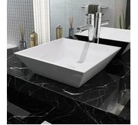 vidaXL Lavabo Carrée Céramique Blanc 41,5x41,5x12 cm Vasque à Poser Salle Bain 142344