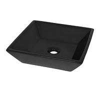 vidaXL Lavabo céramique carré noir 41,5 x 41,5 x 12 cm