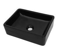 Lavabo Céramique Noir Rectangulaire Brillant Lavabo de Salle de Bain 41x30x12 cm