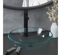 vidaXL Lavabo de Bain avec Robinet et Drain à Poussoir Vasque à Poser de Toilette Lave-mains de Salle de Bain Lavabo de 3098440 Noir G