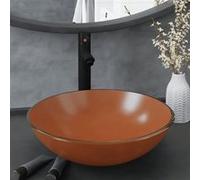 vidaXL Lavabo de Bain avec Robinet et Drain à Poussoir Vasque à Poser de Toilette Lave-mains de Salle de Bain Lavabo de 3098455 Marron G