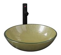 vidaXL Lavabo de Bain avec Robinet et Drain à Poussoir Vasque à Poser de Toilette Lave-mains de Salle de Bain Lavabo de Salle d'Eau Verre Trempé