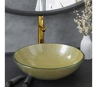 vidaXL Lavabo de Bain avec Robinet et Drain à Poussoir Vasque à Poser de Toilette Lave-mains de Salle de Bain Lavabo de 3098461 Vert G