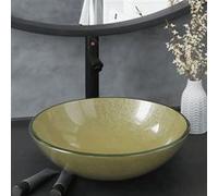 vidaXL Lavabo de Bain avec Robinet et Drain à Poussoir Vasque à Poser de Toilette Lave-mains de Salle de Bain Lavabo de 3098460 Vert G