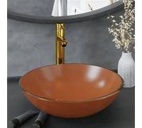 Lavabo de Bain avec Robinet et Drain à Poussoir Vasque à Poser de Toilette Lave-mains de Salle de Bain Lavabo de 3098456