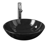 vidaXL Lavabo de bain avec robinet et drain à poussoir Verre trempé