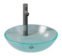 vidaXL Lavabo de bain avec robinet et drain à poussoir Verre trempé