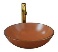 vidaXL Lavabo de bain avec robinet et drain à poussoir Verre trempé