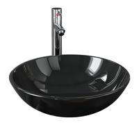 vidaXL Lavabo de bain avec robinet et drain à poussoir Verre trempé