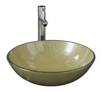 vidaXL Lavabo de bain avec robinet et drain à poussoir Verre trempé