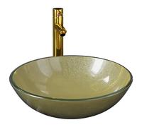 vidaXL Lavabo de bain avec robinet et drain à poussoir Verre trempé