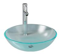vidaXL Lavabo de bain avec robinet et drain à poussoir Verre trempé