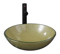 vidaXL Lavabo de bain avec robinet et drain à poussoir Verre trempé