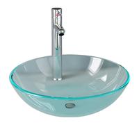 vidaXL Lavabo de bain avec robinet et drain à poussoir Verre trempé