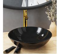 vidaXL Lavabo de bain avec robinet et drain à poussoir Verre trempé 3098451