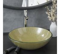 vidaXL Lavabo de bain avec robinet et drain à poussoir Verre trempé