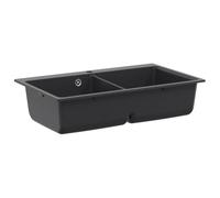 vidaXL Lavabo de cuisine double lavabo en granit 86 x 51 x 30 cm Graphite | Cet évier est composé à 80 % de quartz et à 20 % de résine. Cet évier de cuisine est conçu pour le montage en saillie