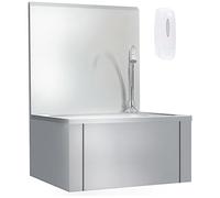vidaXL Lavabo de Lavage des Mains avec Robinet et Distributeur de Savon Lave-Mains Vasque à Poser Cuisine de Cantine Atelier Acier Inoxydable