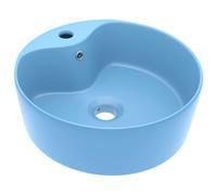 Vidaxl Lavabo De Luxe Avec Trop-Plein Bleu Clair Mat 36x13cm Céramique