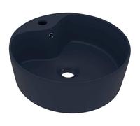 vidaXL Lavabo de luxe avec trop-plein Bleu foncé mat 36x13cm Céramique
