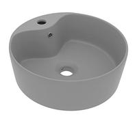 vidaXL Lavabo de luxe vasque à poser avec trop-plein lave-mains céramique gris clair mat 36x13 cm