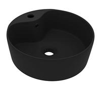 vidaXL Lavabo de Luxe avec Trop-plein Vasque à Poser de Toilette Lave-mains de Salle de Bain Salle Cosmétique Maison Noir Mat 36x13 cm Céramique