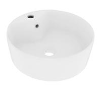 vidaXL Lavabo de Luxe avec Trop-plein Vasque à Poser de Toilette Lave-mains de Salle de Bain Salle Cosmétique Maison Blanc Mat 36x13 cm Céramique