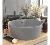 vidaXL Lavabo de Luxe avec Trop-plein Vasque à Poser de Toilette Lave-mains de Salle de Bain Salle Cosmétique Maison Gris 147037 Gris G